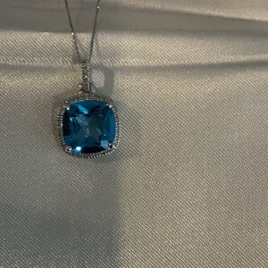 Elegant Blue Topaz Pendant Necklace